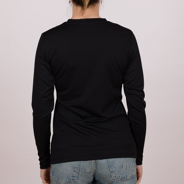 Long Sleeve Recycled Poly Perfect Fit Crew Neck - Ink Black