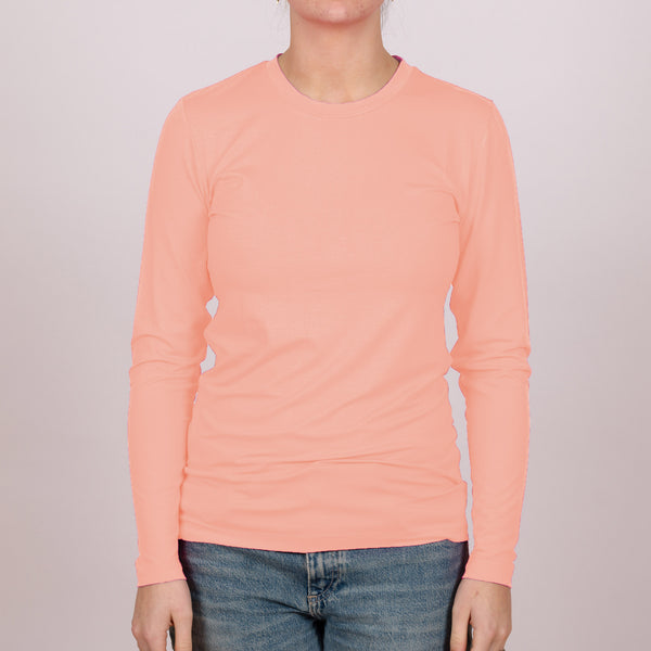 Long Sleeve Perfect Fit Crew Neck - Peach