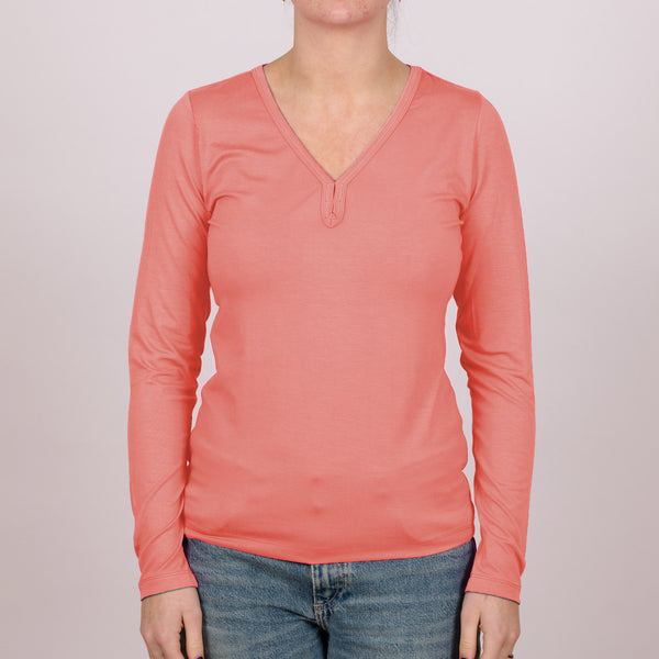 Long Sleeve Perfect Fit V-Neck - Sherbet Blush