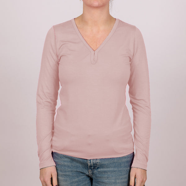 Long Sleeve Perfect Fit V-Neck - Skin Blush