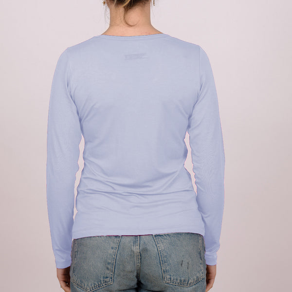 Long Sleeve Perfect Fit V-Neck - Cornflower Blue