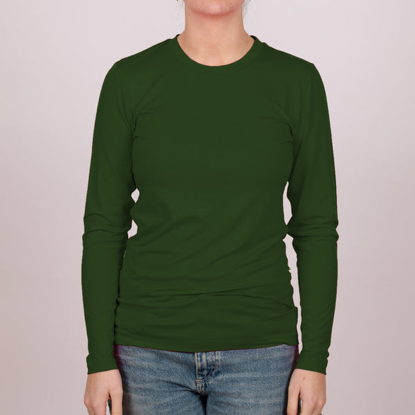 Long Sleeve Recycled Poly Perfect Fit Crew Neck - Olive