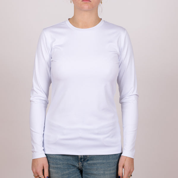 Long Sleeve Recycled Poly Perfect Fit Crew Neck - Winter White