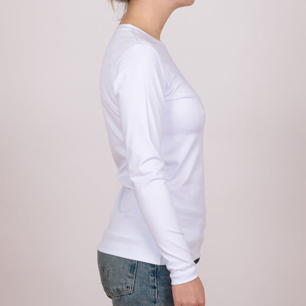 Long Sleeve Recycled Poly Perfect Fit Crew Neck - Winter White