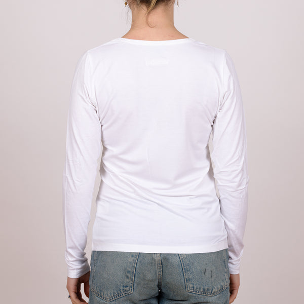 Long Sleeve Perfect Fit V-Neck - White