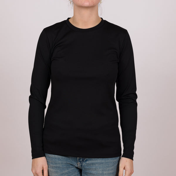 Long Sleeve Recycled Poly Perfect Fit Crew Neck - Ink Black