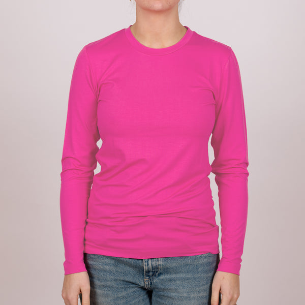 Supersoft wood pulp   Perfect Fit Crew neck long sleeve  - Magenta Pink