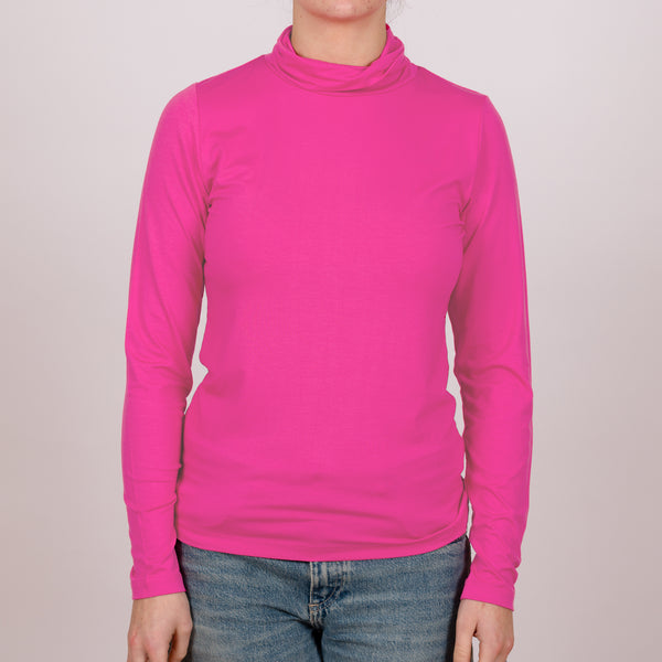 Long Sleeve Perfect Fit Roll Neck - Magenta Pink