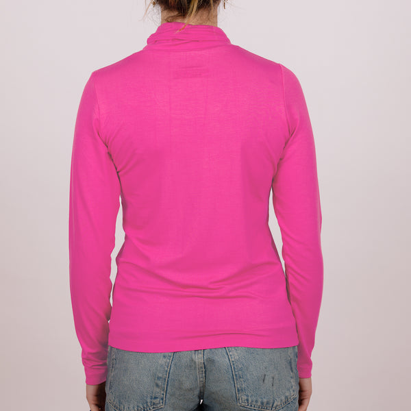 Long Sleeve Perfect Fit Roll Neck - Magenta Pink