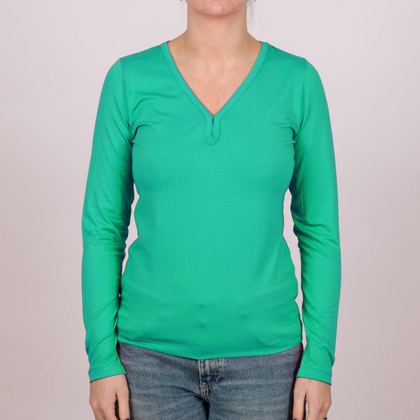 Long Sleeve Perfect Fit V-Neck - Emerald Green