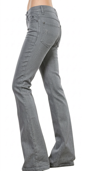 Patty Kick Flare Leg jeans in Ash Grey – women's denim by RubyLondon