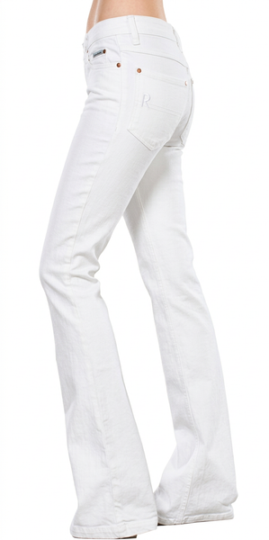 Patty Kick Flare Leg jeans in White – women's denim by RubyLondon