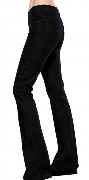 Patty Kick Flare Leg jeans in Deep Black – women's denim by RubyLondon