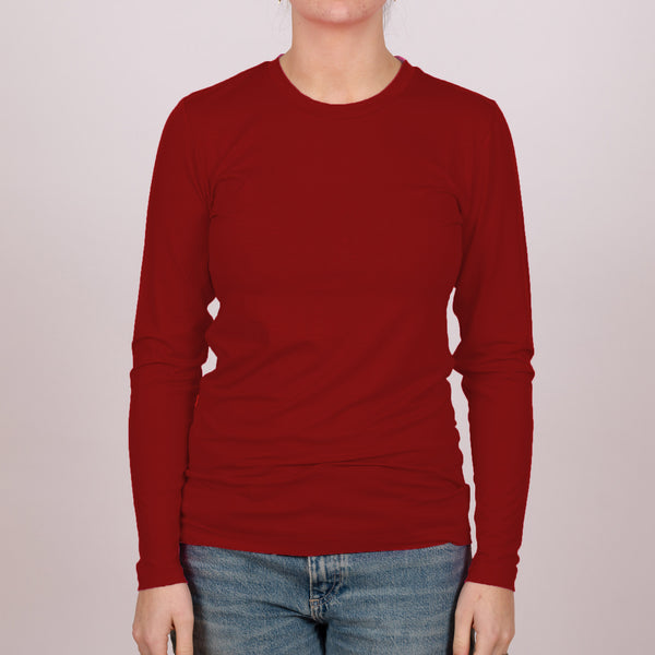 Long Sleeve Recycled Poly Perfect Fit Crew Neck - Claret