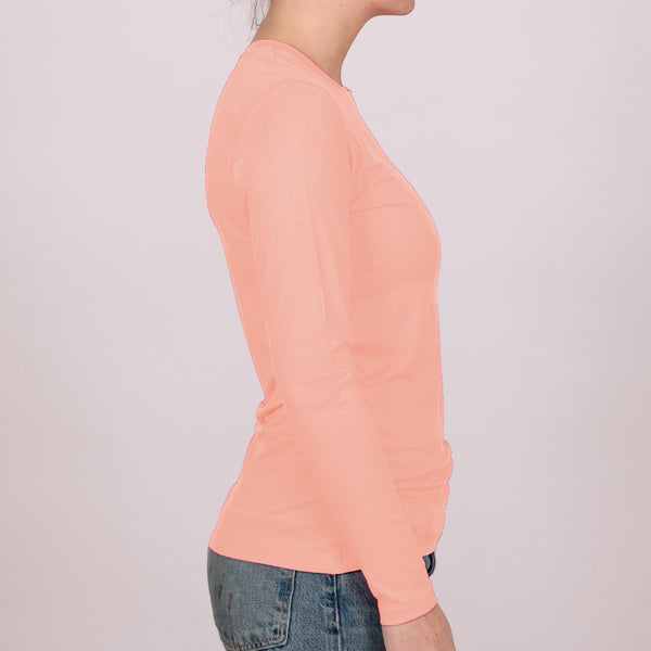 Long Sleeve Perfect Fit Crew Neck - Peach