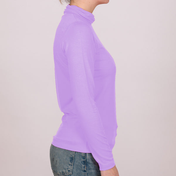 Long Sleeve Perfect Fit Roll Neck - Light Violet