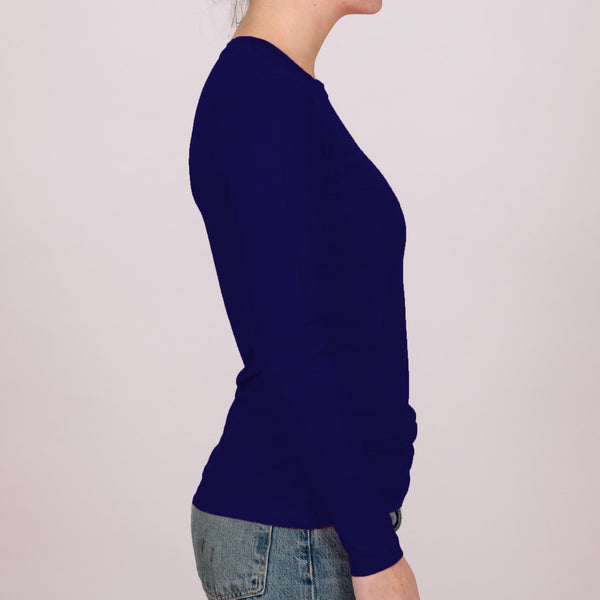 Long Sleeve Recycled Poly Perfect Fit Crew Neck - Deep Navy