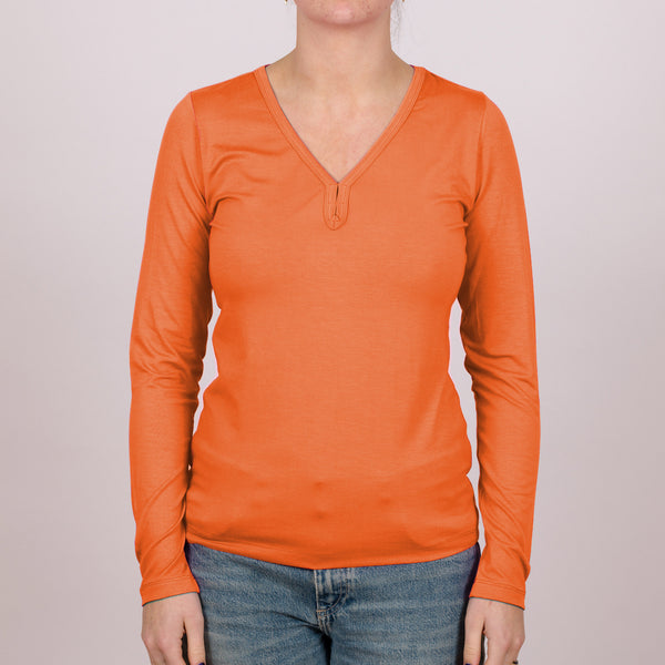 Long Sleeve Perfect Fit V-Neck - Winter Orange