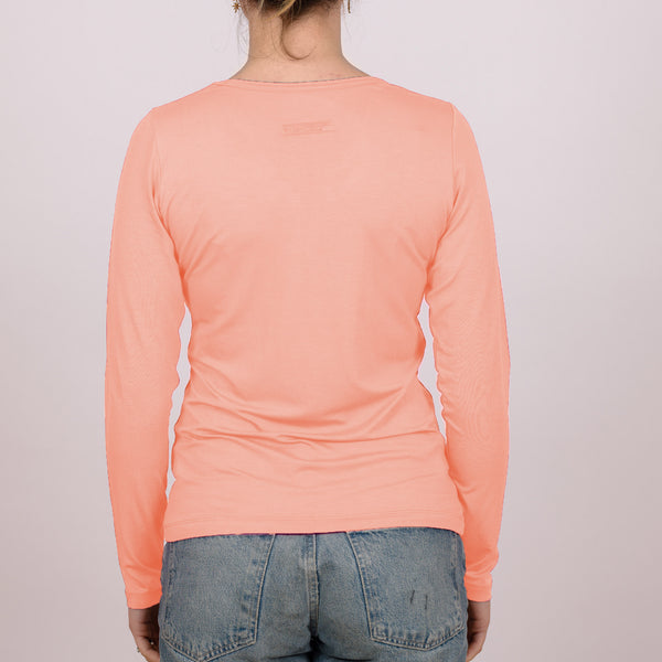 Long Sleeve Perfect Fit V-Neck - Peach