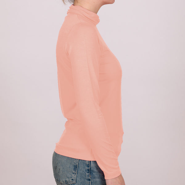 Long Sleeve Perfect Fit Roll Neck - Peach
