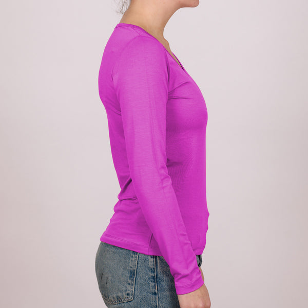 Long Sleeve Perfect Fit V-Neck - Violet